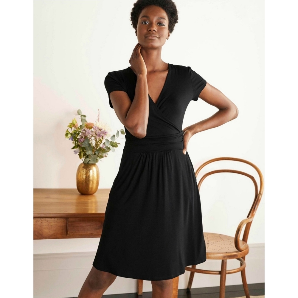 Boden | Lola Black Comfort Stretch Jersey Above The Knee Dress Size 6